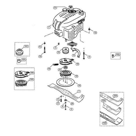 Engine, Blade for Viking MB 505 C Petrol Lawn Mowers