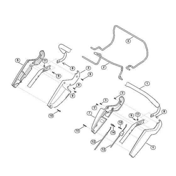 Handle Upper Part for Viking MB 545.0 T Petrol Lawn Mowers