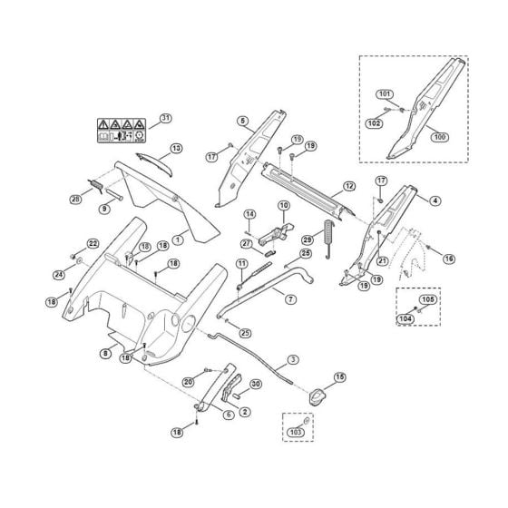 Frame, Height Adjustment for Viking MB 545.0 V Petrol Lawn Mowers