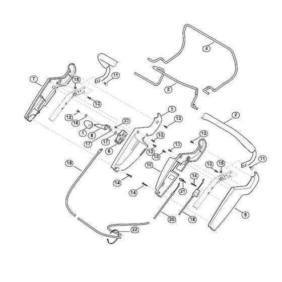 Handle Upper Part for Viking MB 545.0 VR Petrol Lawn Mowers