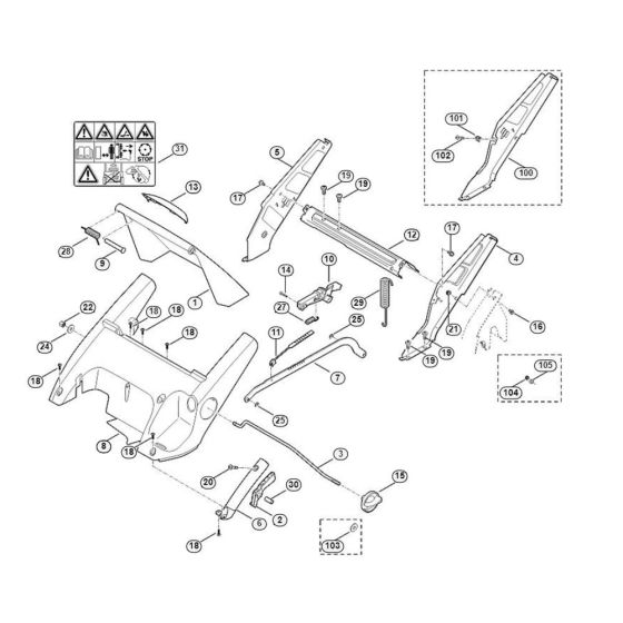 Frame, Height Adjustment for Viking MB 545.0 VS Petrol Lawn Mowers