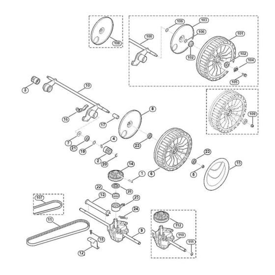 Shaft, Gear Box for Viking MB 545.0 VS Petrol Lawn Mowers