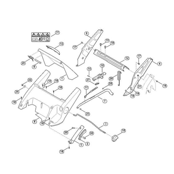 Frame, Height Adjustment for Viking MB 545.1 T Petrol Lawn Mowers