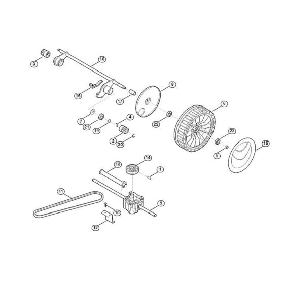 Shaft, Gear Box for Viking MB 545.1 T Petrol Lawn Mowers