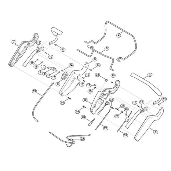 Handle Upper Part for Viking MB 545.1 VE Petrol Lawn Mowers