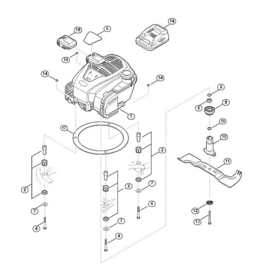 Engine, Blade for Viking MB 545.1 VE Petrol Lawn Mowers