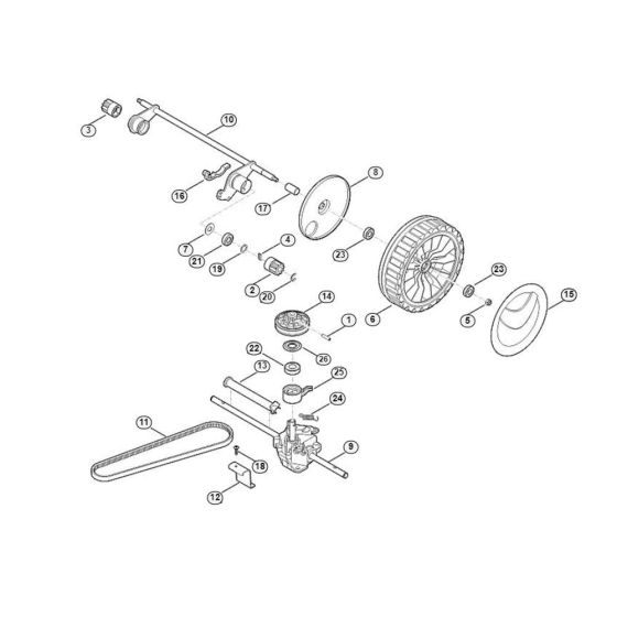 Shaft, Gear Box for Viking MB 545.1 VM Petrol Lawn Mowers