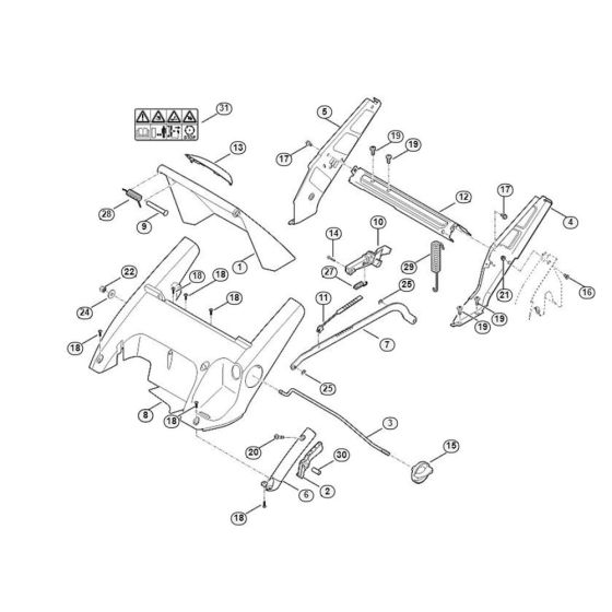 Frame, Height Adjustment for Viking MB 545.1 VR Petrol Lawn Mowers