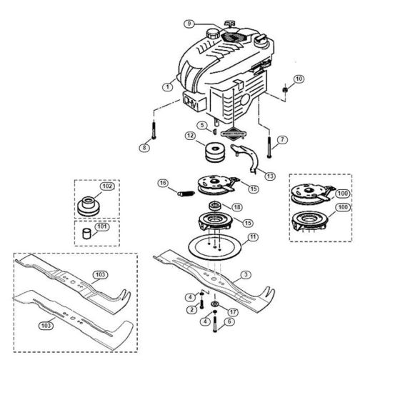 Engine, Blade for Viking MB 555 S Petrol Lawn Mowers