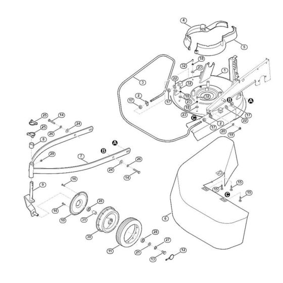 Housing, Wheel Front for Viking MB 6.1 RV Petrol Lawn Mowers