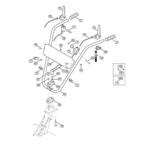 Handle for Viking MB 6.2 RH Petrol Lawn Mowers