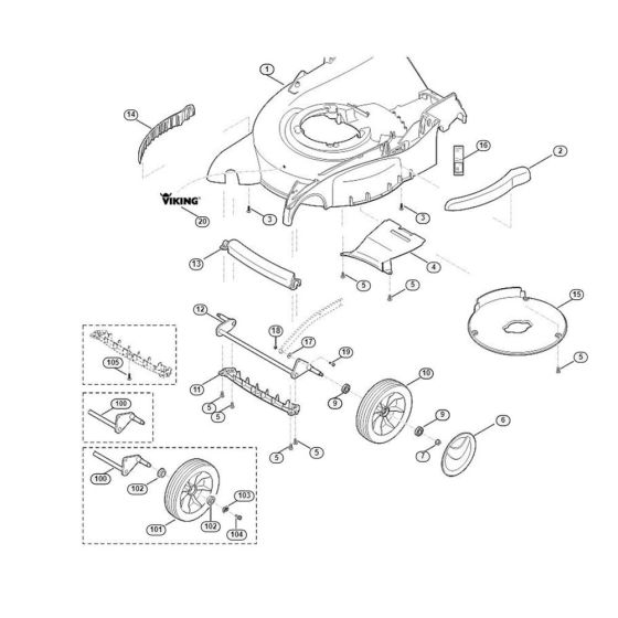 Housing, Front Axle for Viking MB 650.0 OS Petrol Lawn Mowers