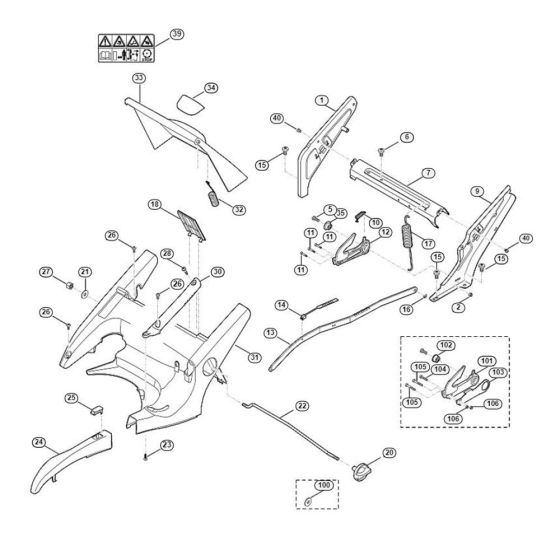 Frame, Height Adjustment for Viking MB 650.0 T Petrol Lawn Mowers