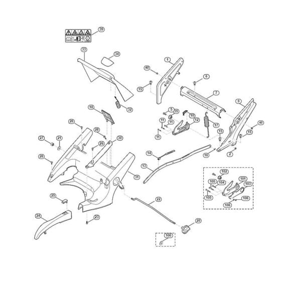 Frame, Height Adjustment for Viking MB 650.0 TK Petrol Lawn Mowers