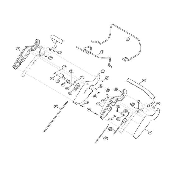 Handle Upper Part for Viking MB 650.0 V Petrol Lawn Mowers