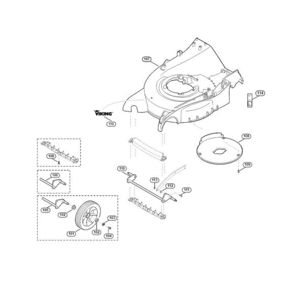 Housing, Front Axle-1 for Viking MB 650.0 VM Petrol Lawn Mowers