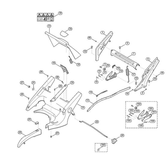 Frame, Height Adjustment for Viking MB 650.0 VM Petrol Lawn Mowers