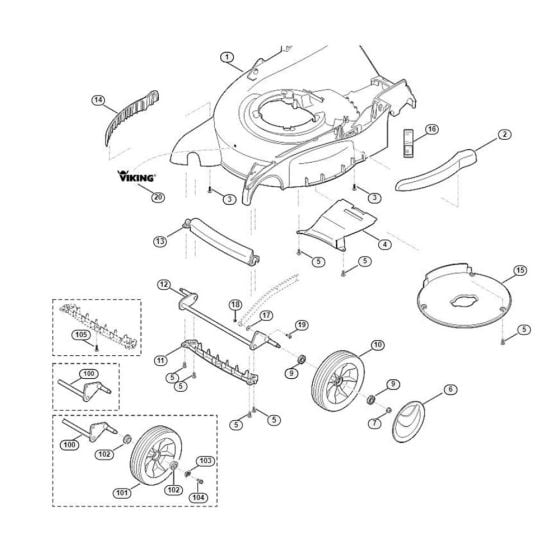 Housing, Frpnt Axle for Viking MB 650.0 VQ Petrol Lawn Mowers