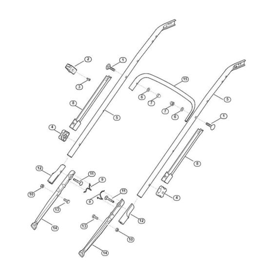 Handle Lower Part for Viking MB 650.0 VR Petrol Lawn Mowers