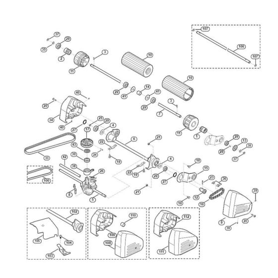 Shaft, Drive for Viking MB 650.0 VR Petrol Lawn Mowers