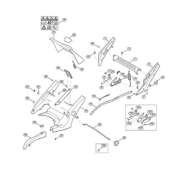 Frame, Height Adjusment for Viking MB 650.0 VS Petrol Lawn Mowers