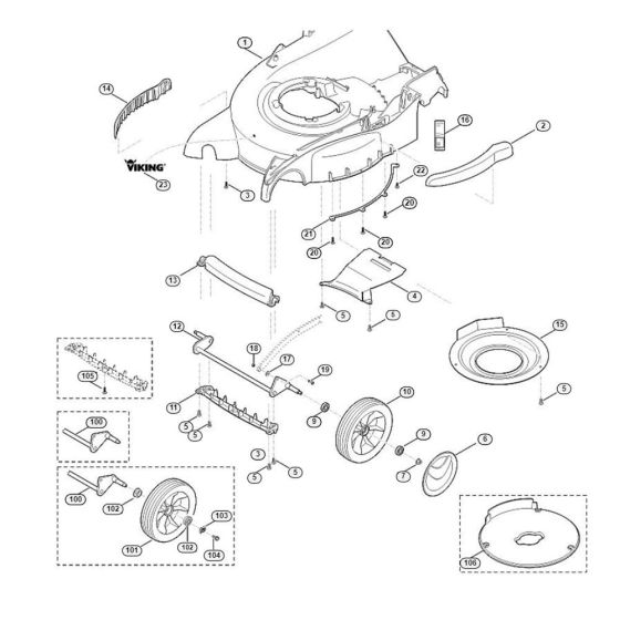 Housing, Front Axle for Viking MB 655.0 GK Petrol Lawn Mowers