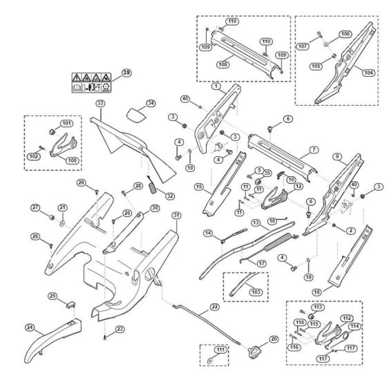 Frame, Height Adjustment for Viking MB 655.0 GQ Petrol Lawn Mowers