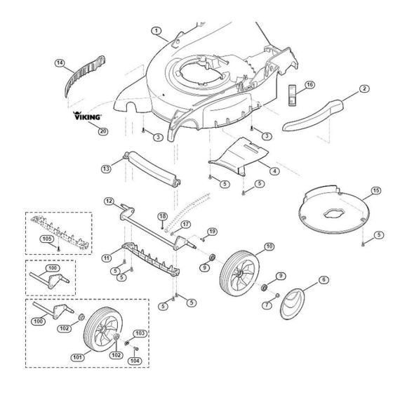 Housing, Front Axle for Viking MB 655.0 OS Petrol Lawn Mowers