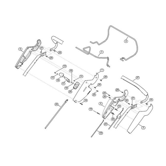 Handle Upper Part for Viking MB 655.0 V Petrol Lawn Mowers