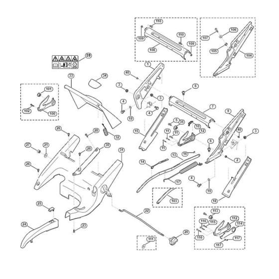 Frame, Height Adjustment for Viking MB 655.0 VM Petrol Lawn Mowers