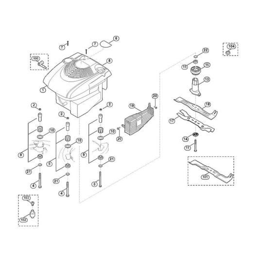 Engine, Blade for Viking MB 655.0 VM Petrol Lawn Mowers