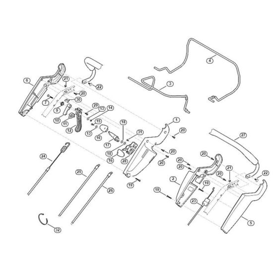 Handle Upper Part for Viking MB 655.1 RS Petrol Lawn Mowers