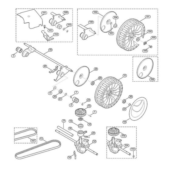 Shaft, Gear Box for Viking MB 655.1 V Petrol Lawn Mowers