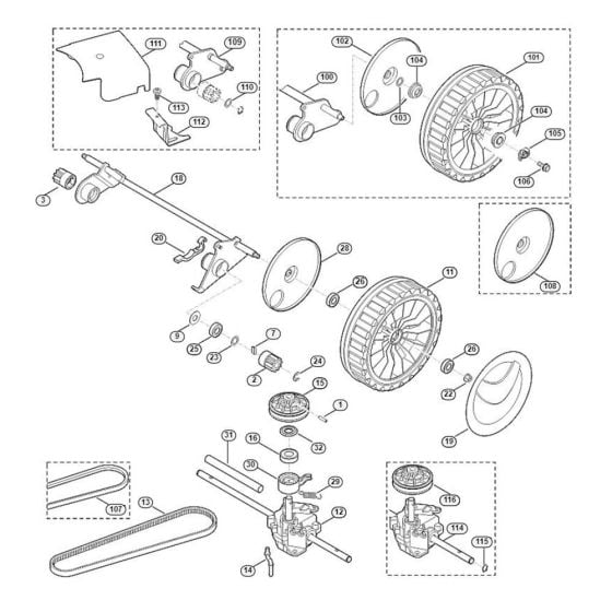 Shaft, Gear Box for Viking MB 655.1 VM Petrol Lawn Mowers