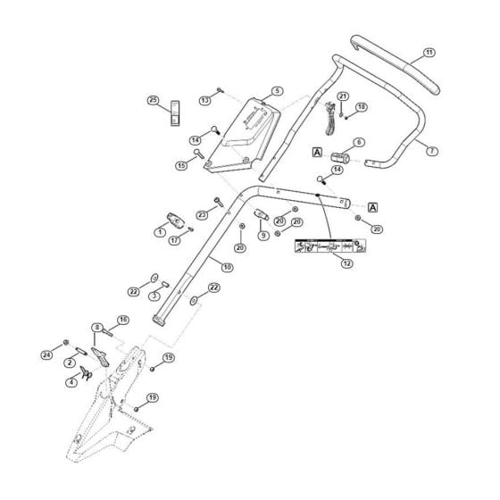 Handle Lower Part for Viking MB 655.3 VS Petrol Lawn Mowers