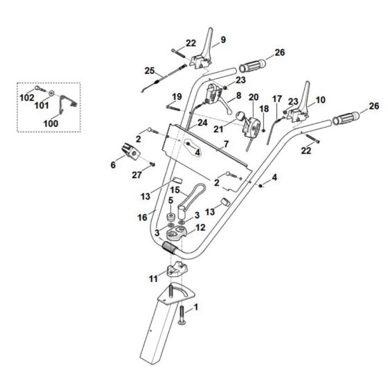 Handle Assembly for Viking Mowers