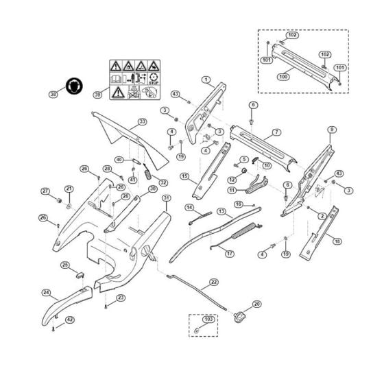 Frame, Height Adjustment for Viking MB 750.1 KS Petrol Lawn Mowers