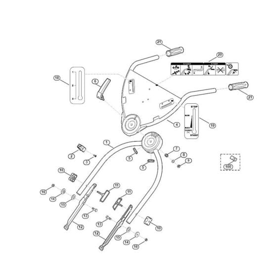 Handle Lower Part for Viking MB 755.1 KS Petrol Lawn Mowers