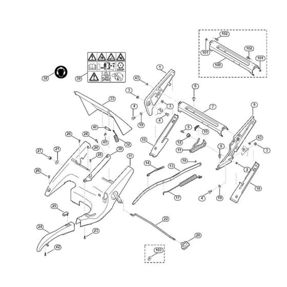 Frame, Height Adjustment for Viking MB 755.1 KS Petrol Lawn Mowers