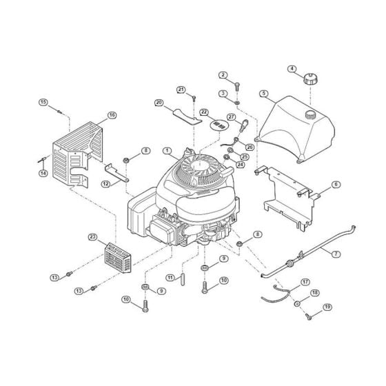 Engine, Tank for Viking MB 858.0 Petrol Lawn Mowers