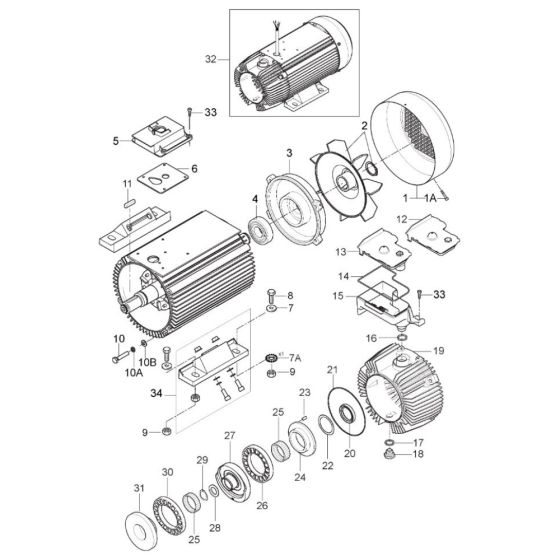 Motor for Nilfisk MC 6P-100/1600