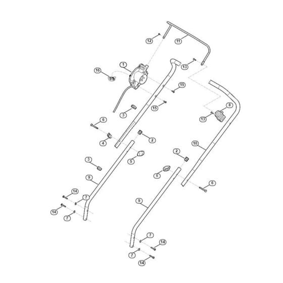 Handle Assembly  for Stihl/ Viking ME 235.0 Electric Lawn Mowers