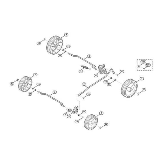 Chassis, Height Adjustment Assembly  for Stihl/ Viking ME 235.0 Electric Lawn Mowers