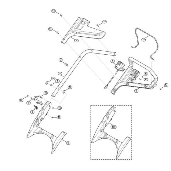 Handle for Viking ME 339.1 C Petrol Lawn Mowers