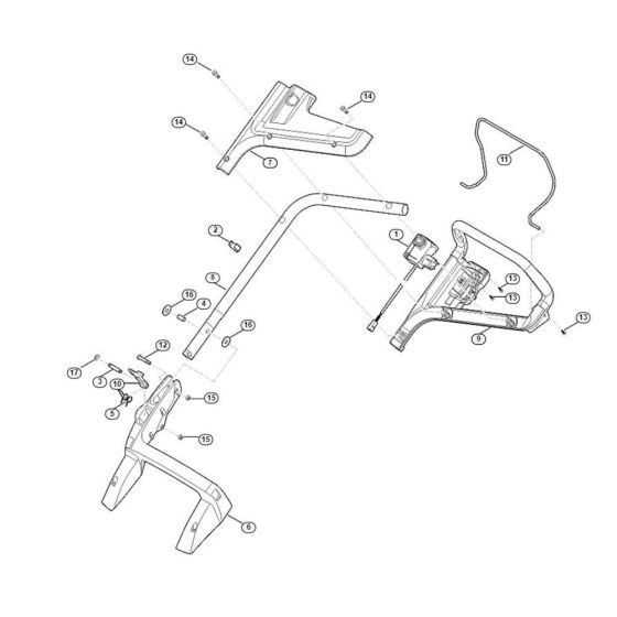 Handle for Viking ME 443.1 C Petrol Lawn Mowers