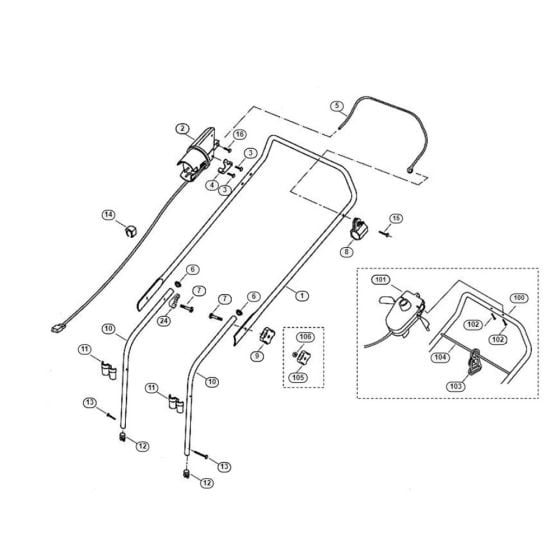 Handle for Viking ME 450 Petrol Lawn Mowers