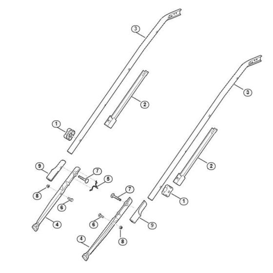 Handle Lower Part for Viking ME 545.0 C Petrol Lawn Mowers