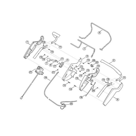 Handle Upper Part for Viking ME 545.0 V Petrol Lawn Mowers