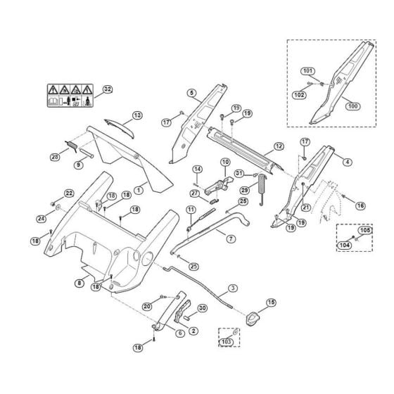 Frame, Height Adjustment for Viking ME 545.0 V Petrol Lawn Mowers