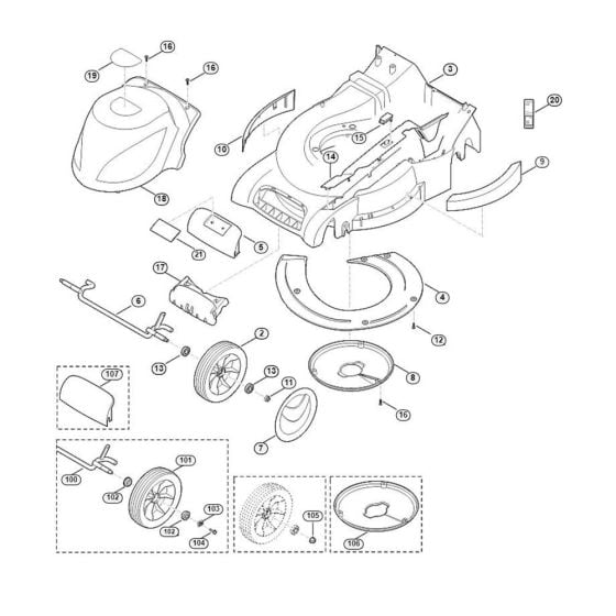 Housing, Front Axle for Viking ME 545.0 V Petrol Lawn Mowers